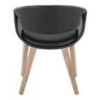 Curvo Upholstered Chair - Set of 2 - Whitewashed Wood, Black PU