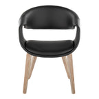 Curvo Upholstered Chair - Set of 2 - Whitewashed Wood, Black PU