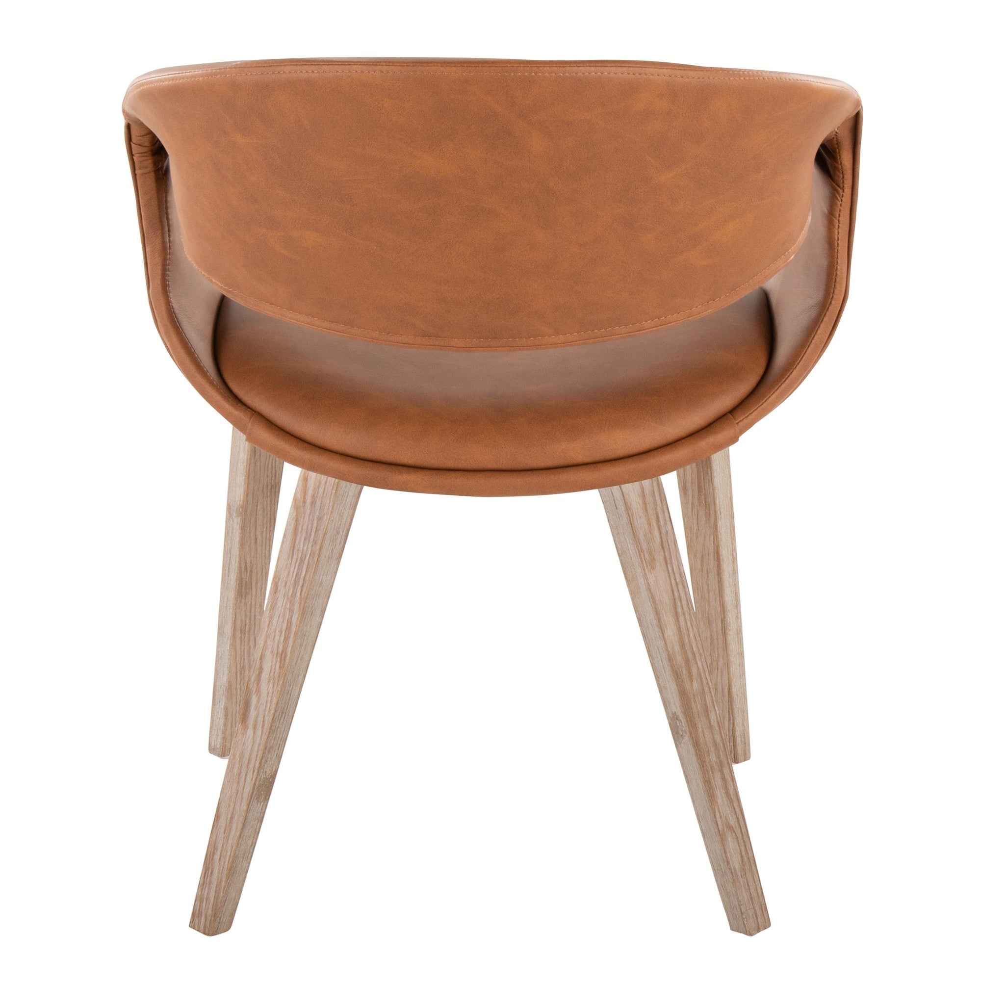 Curvo Upholstered Chair - Set of 2 - Whitewashed Wood, Camel PU