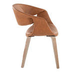 Curvo Upholstered Chair - Set of 2 - Whitewashed Wood, Camel PU