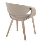 Curvo Upholstered Chair - Set of 2 - Whitewashed Wood, Light Grey PU