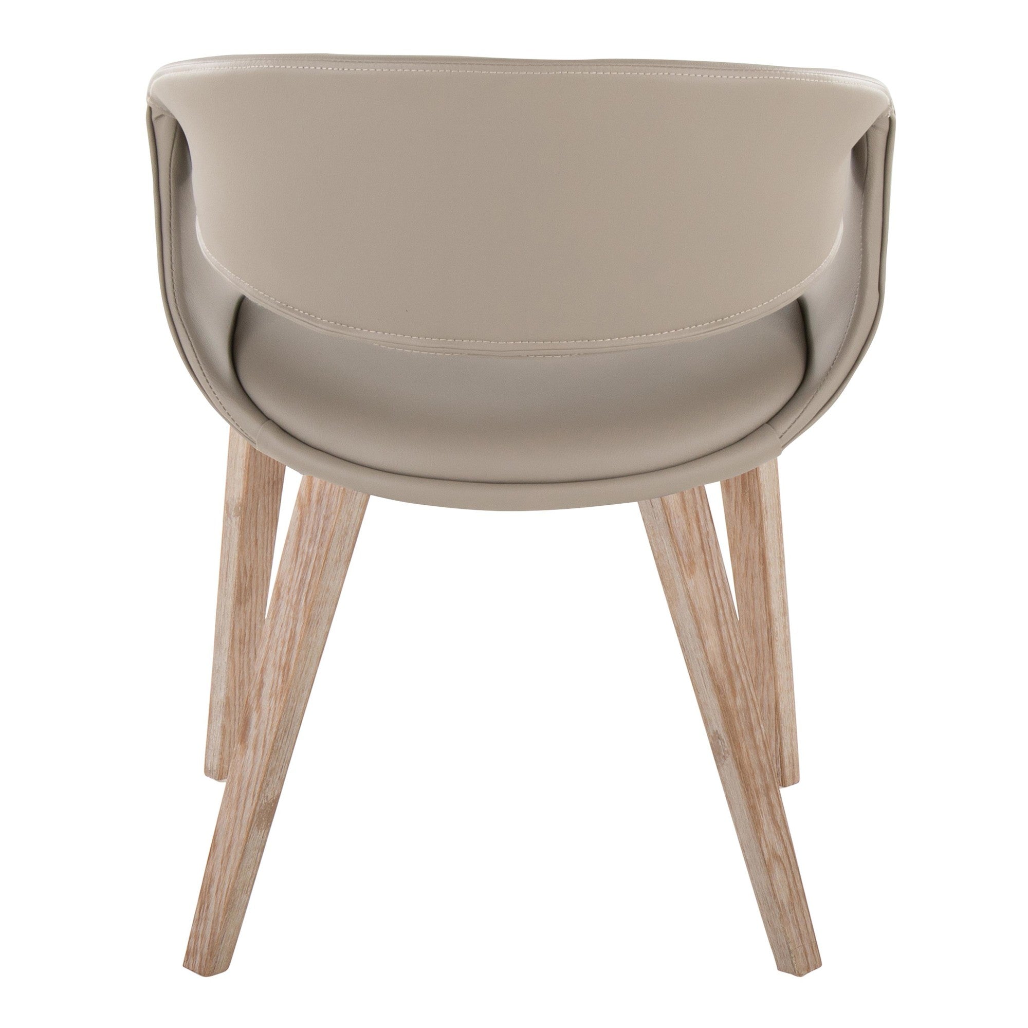 Curvo Upholstered Chair - Set of 2 - Whitewashed Wood, Light Grey PU