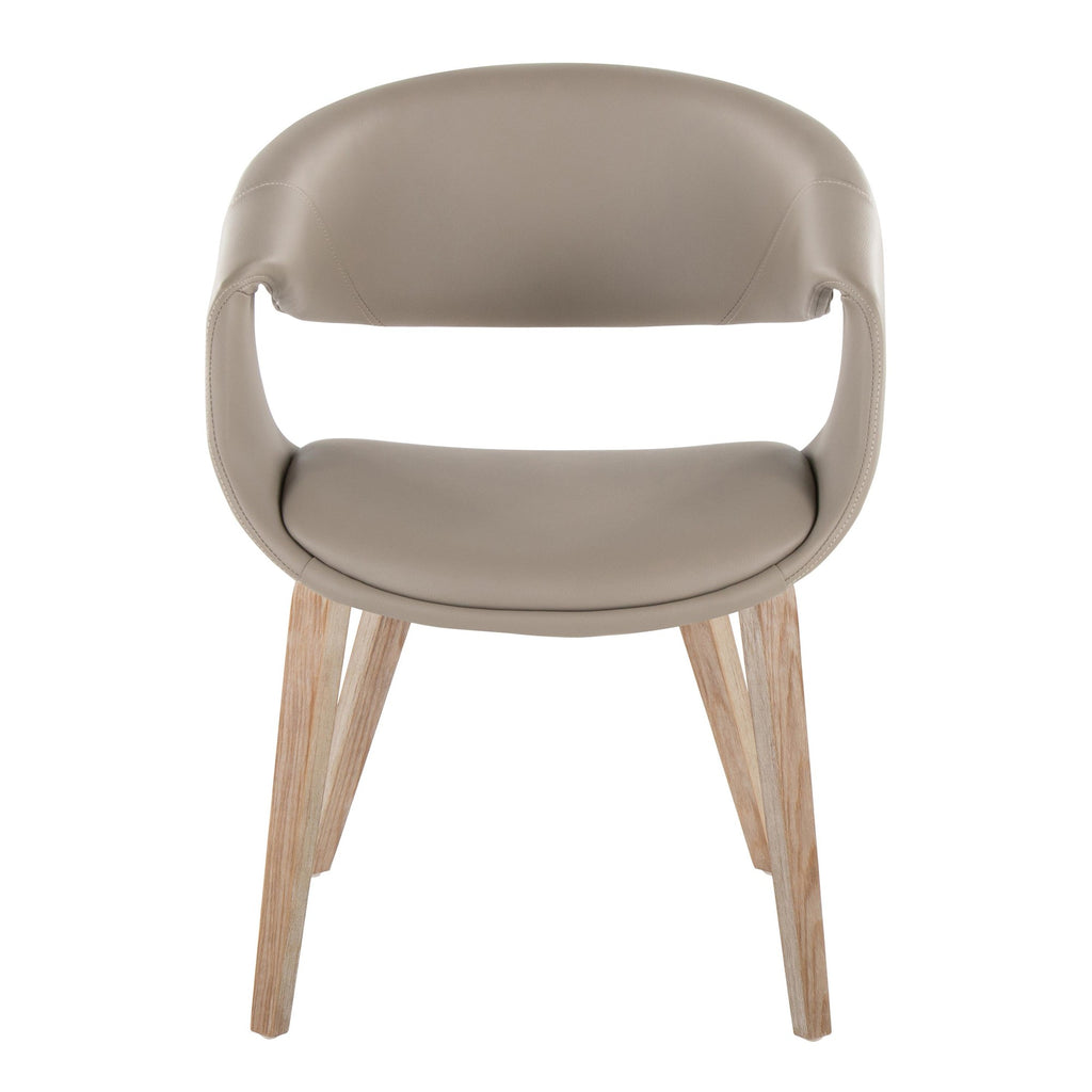 Curvo Upholstered Chair - Set of 2 - Whitewashed Wood, Light Grey PU