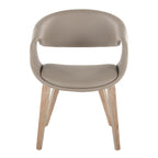 Curvo Upholstered Chair - Set of 2 - Whitewashed Wood, Light Grey PU