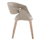 Curvo Upholstered Chair - Set of 2 - Whitewashed Wood, Light Grey PU
