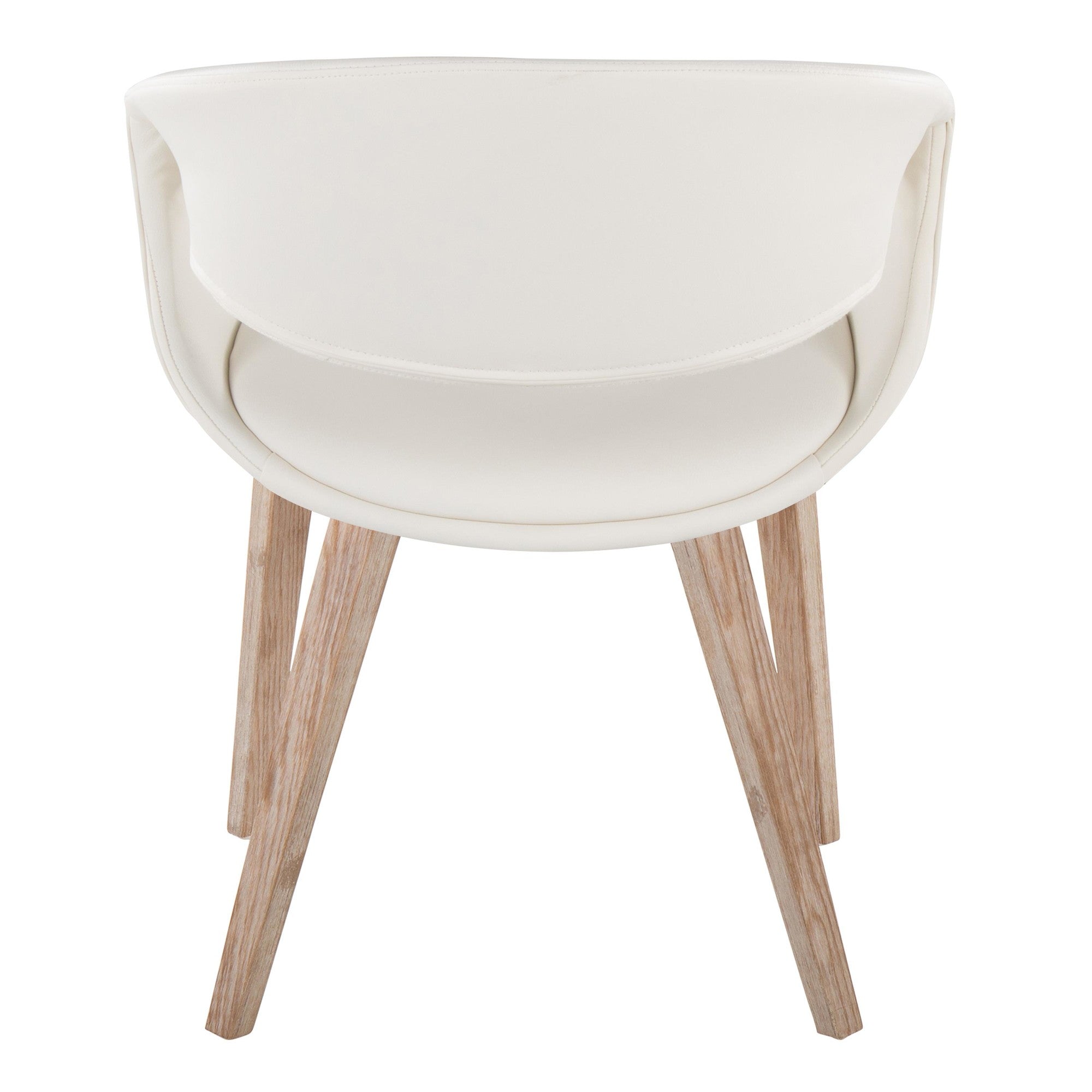 Curvo Upholstered Chair - Set of 2 - Whitewashed Wood, White PU
