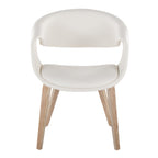 Curvo Upholstered Chair - Set of 2 - Whitewashed Wood, White PU