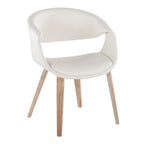 Curvo Upholstered Chair - Set of 2 - Whitewashed Wood, White PU