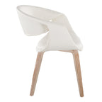 Curvo Upholstered Chair - Set of 2 - Whitewashed Wood, White PU