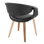 Curvo Upholstered Chair - Set of 2 - Zebra Wood, Black PU