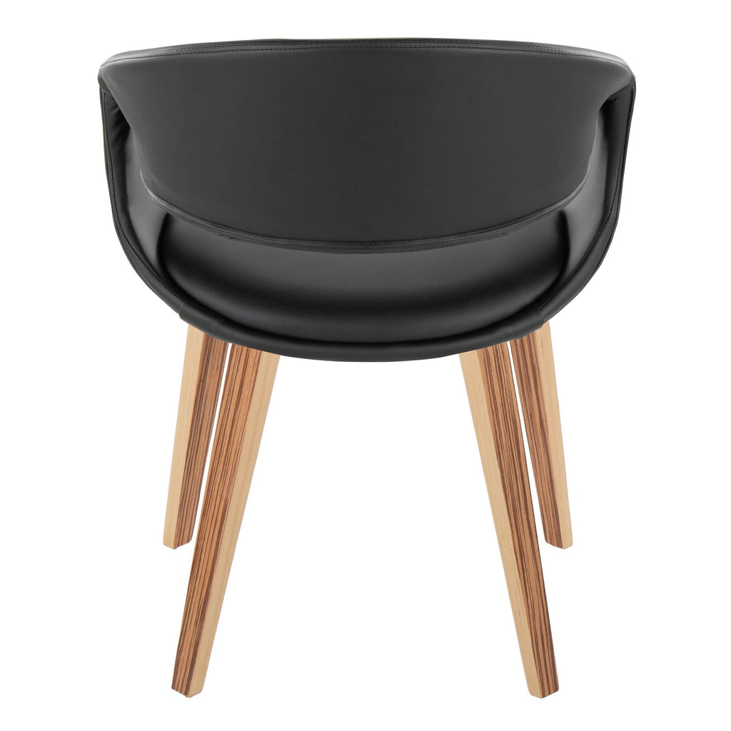 Curvo Upholstered Chair - Set of 2 - Zebra Wood, Black PU