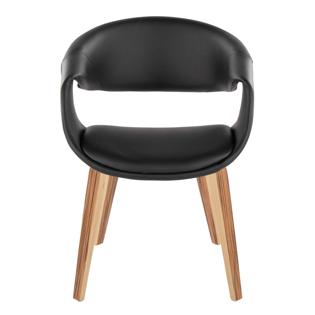 Curvo Upholstered Chair - Set of 2 - Zebra Wood, Black PU