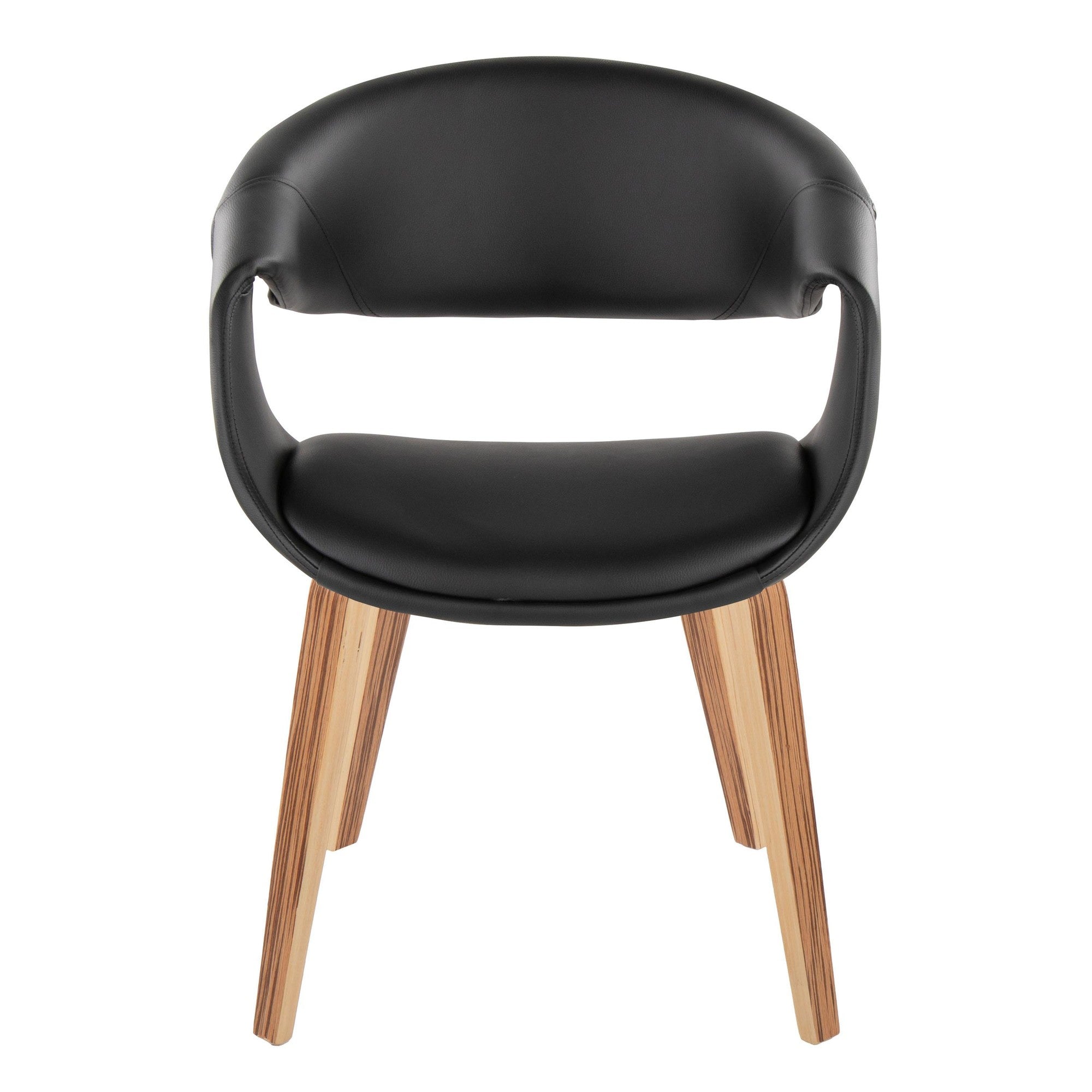 Curvo Upholstered Chair - Set of 2 - Zebra Wood, Black PU