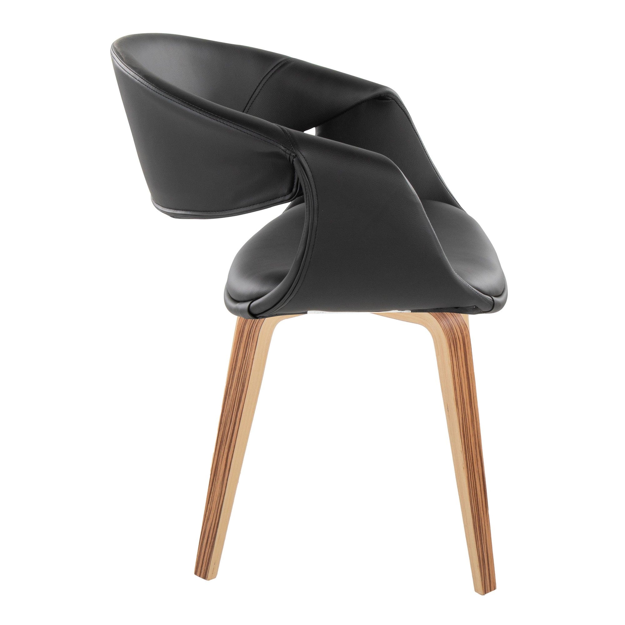 Curvo Upholstered Chair - Set of 2 - Zebra Wood, Black PU