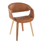 Curvo Upholstered Chair - Set of 2 - Zebra Wood, Camel PU