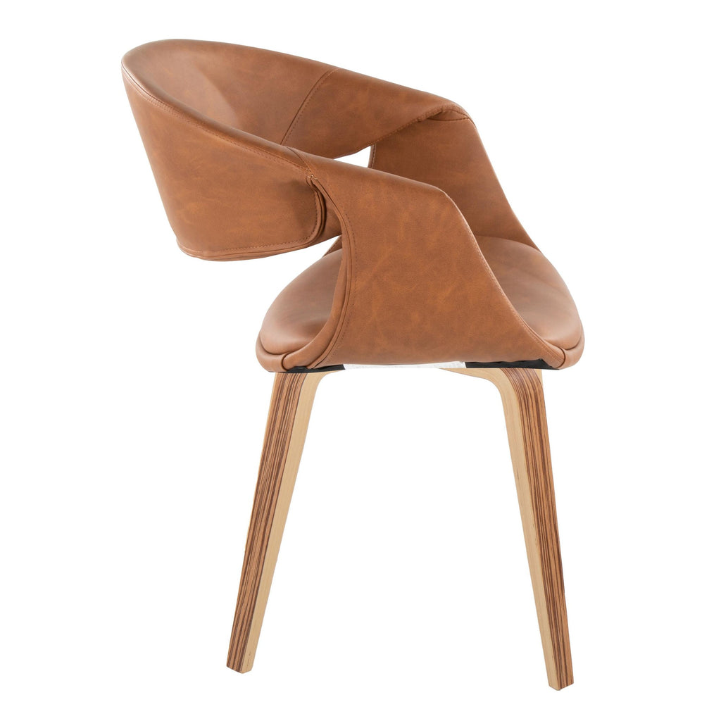 Curvo Upholstered Chair - Set of 2 - Zebra Wood, Camel PU