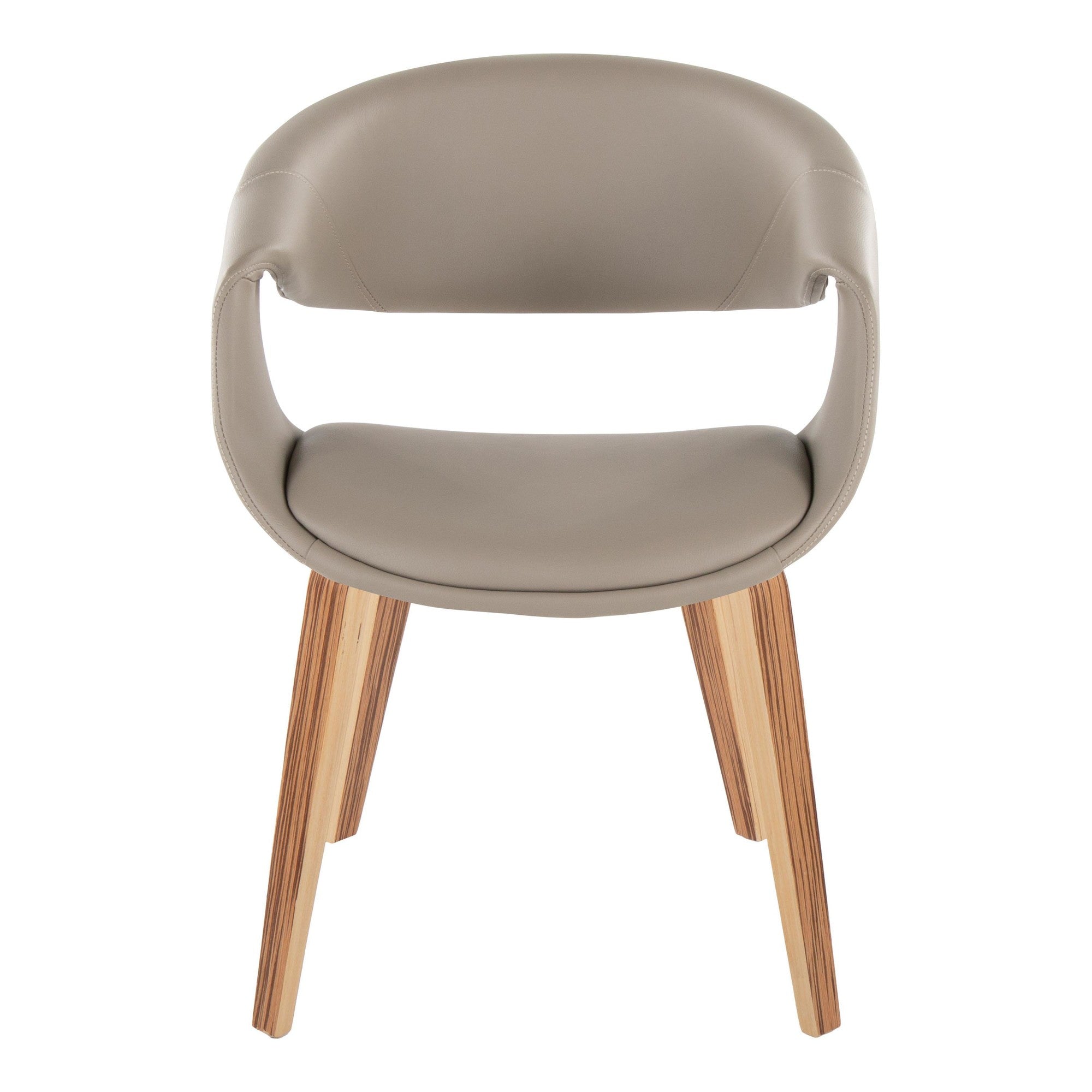 Curvo Upholstered Chair - Set of 2 - Zebra Wood, Light Grey PU