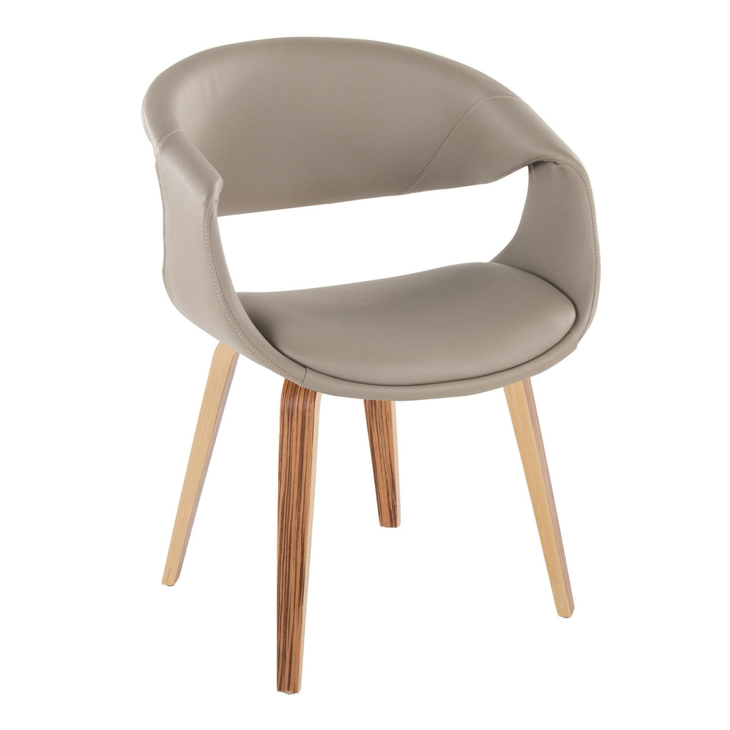 Curvo Upholstered Chair - Set of 2 - Zebra Wood, Light Grey PU