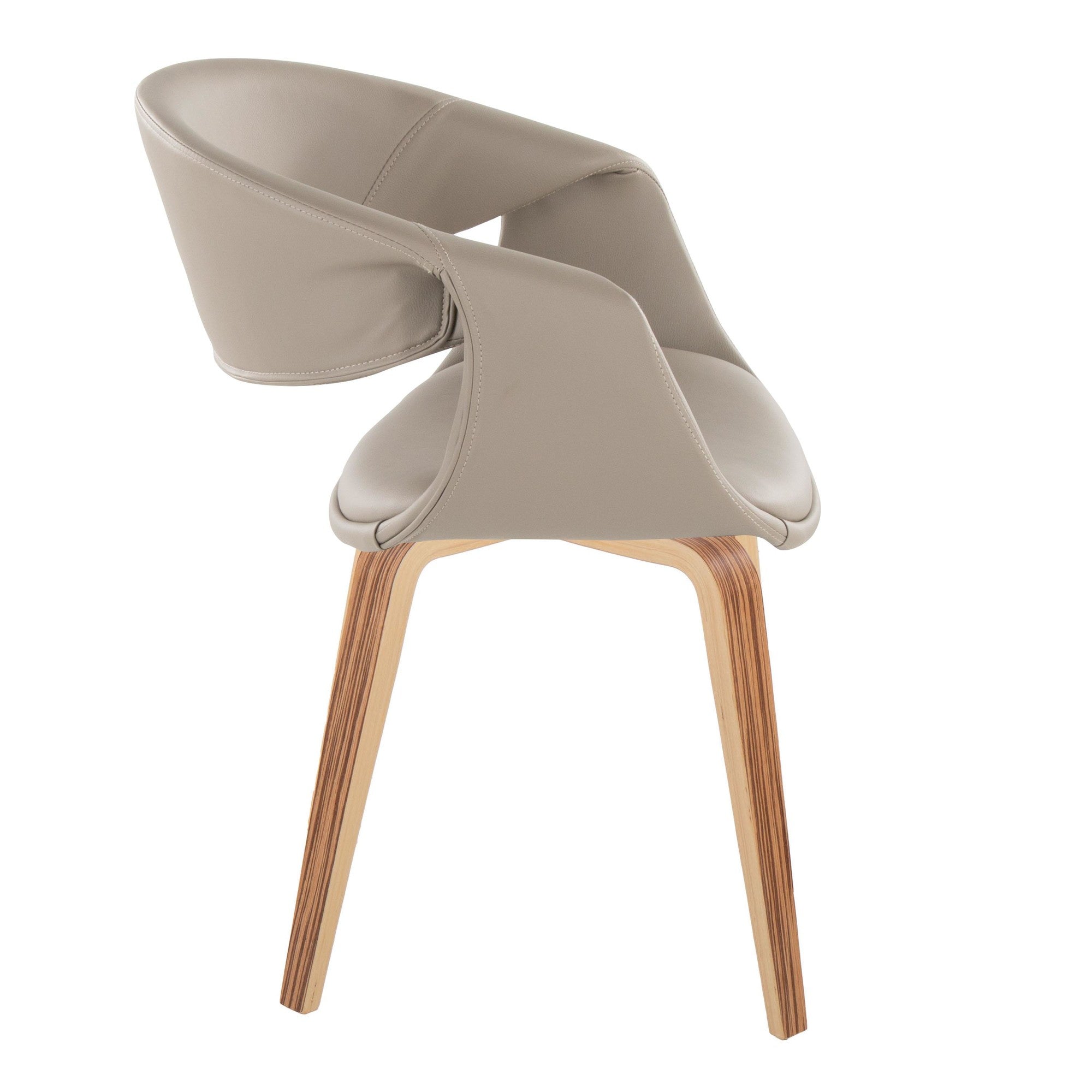 Curvo Upholstered Chair - Set of 2 - Zebra Wood, Light Grey PU