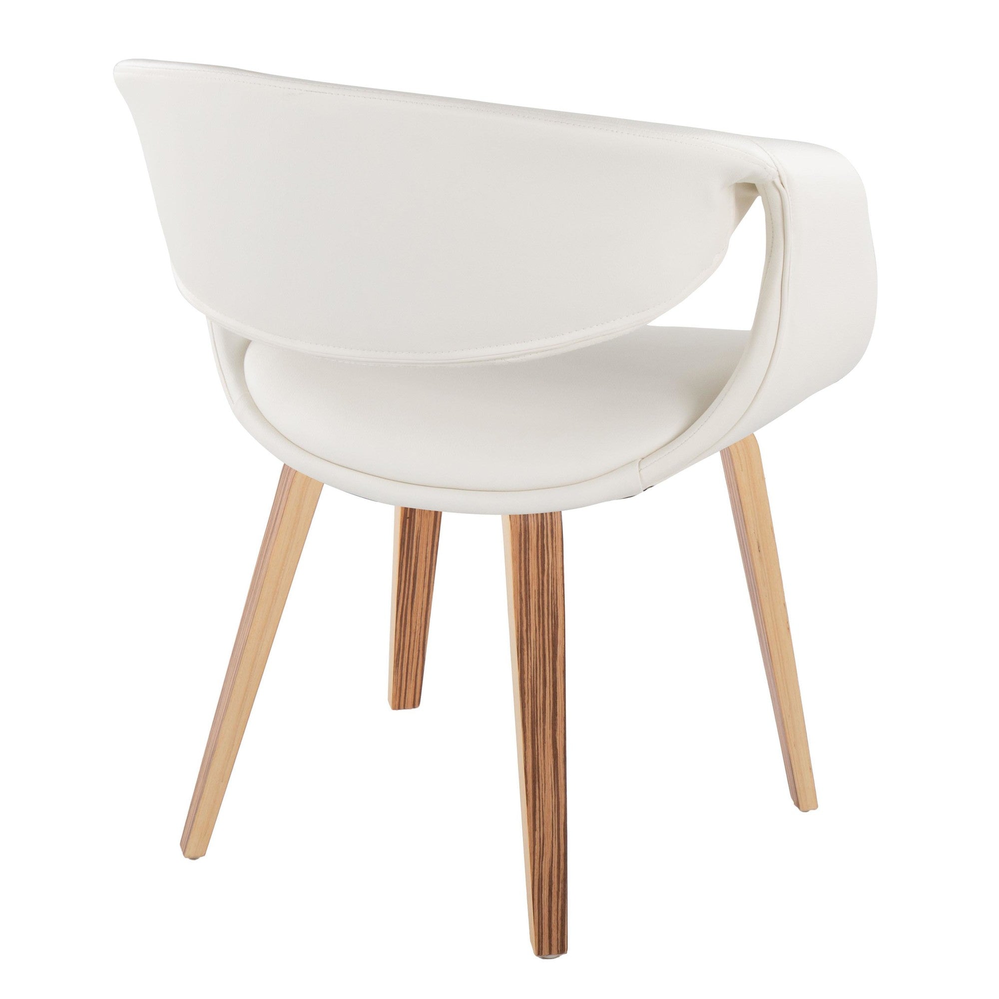 Curvo Upholstered Chair - Set of 2 - Zebra Wood, White PU