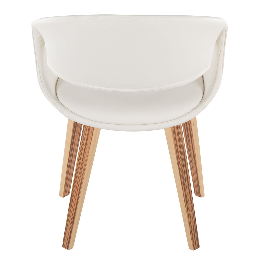 Curvo Upholstered Chair - Set of 2 - Zebra Wood, White PU