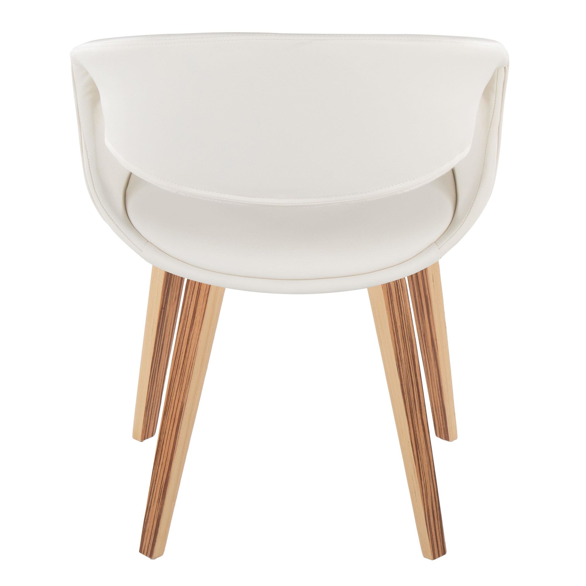 Curvo Upholstered Chair - Set of 2 - Zebra Wood, White PU