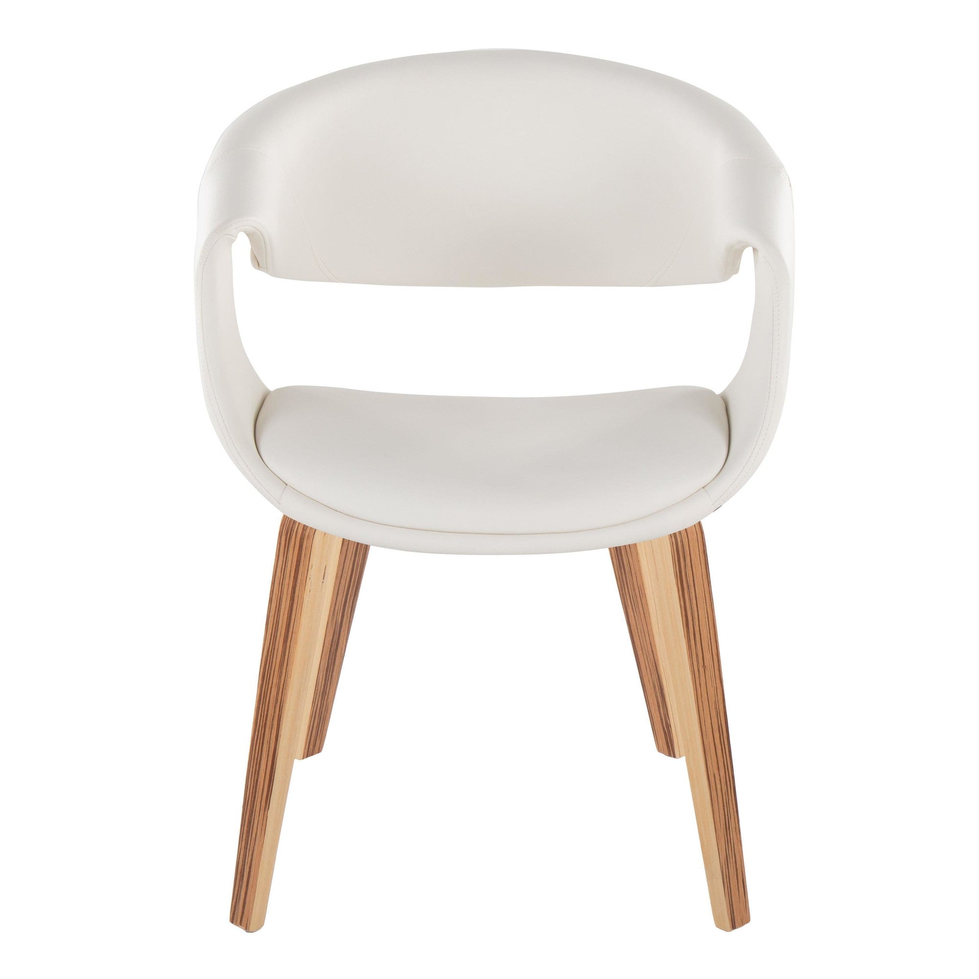 Curvo Upholstered Chair - Set of 2 - Zebra Wood, White PU