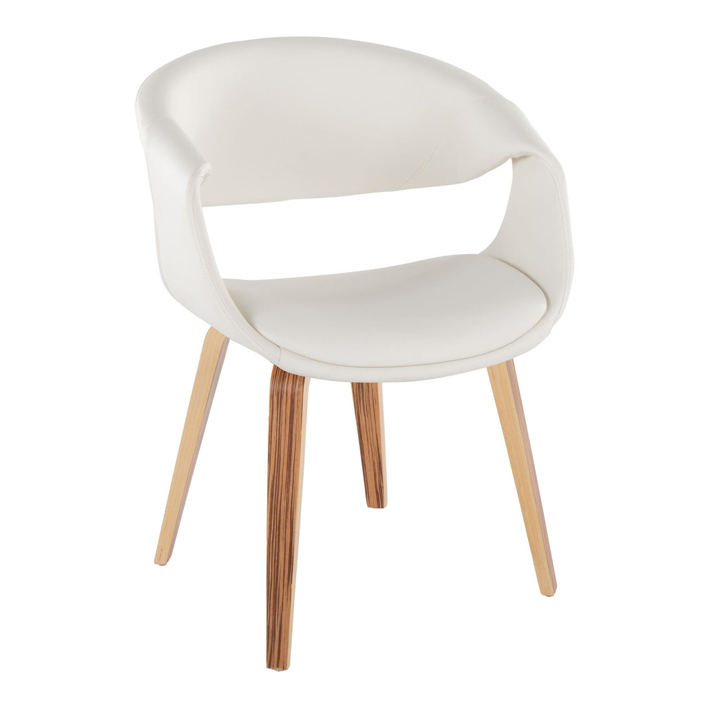 Curvo Upholstered Chair - Set of 2 - Zebra Wood, White PU