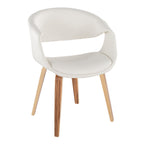 Curvo Upholstered Chair - Set of 2 - Zebra Wood, White PU