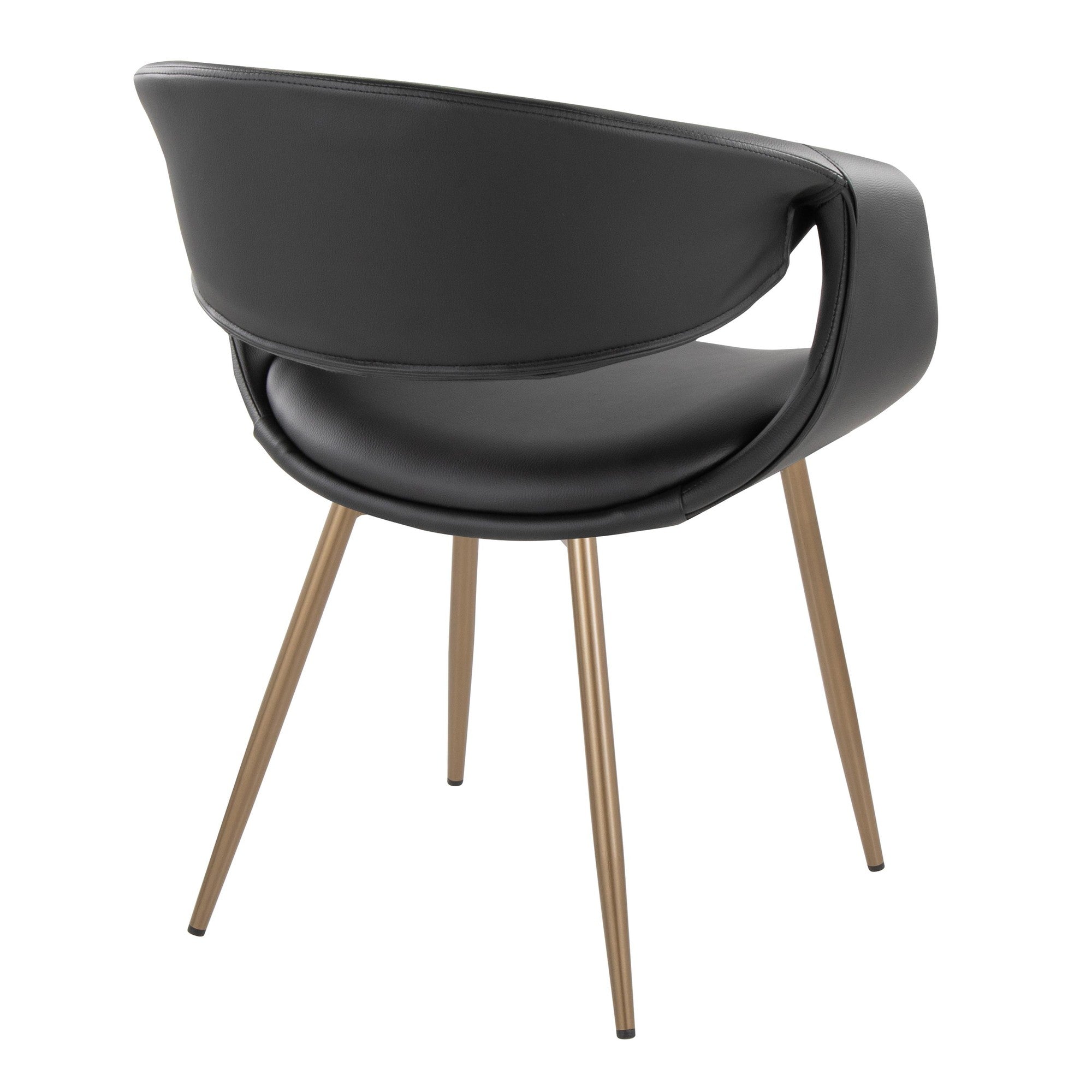 Curvo Upholstered Chair - Set of 2 - Antique Copper Metal, Black PU