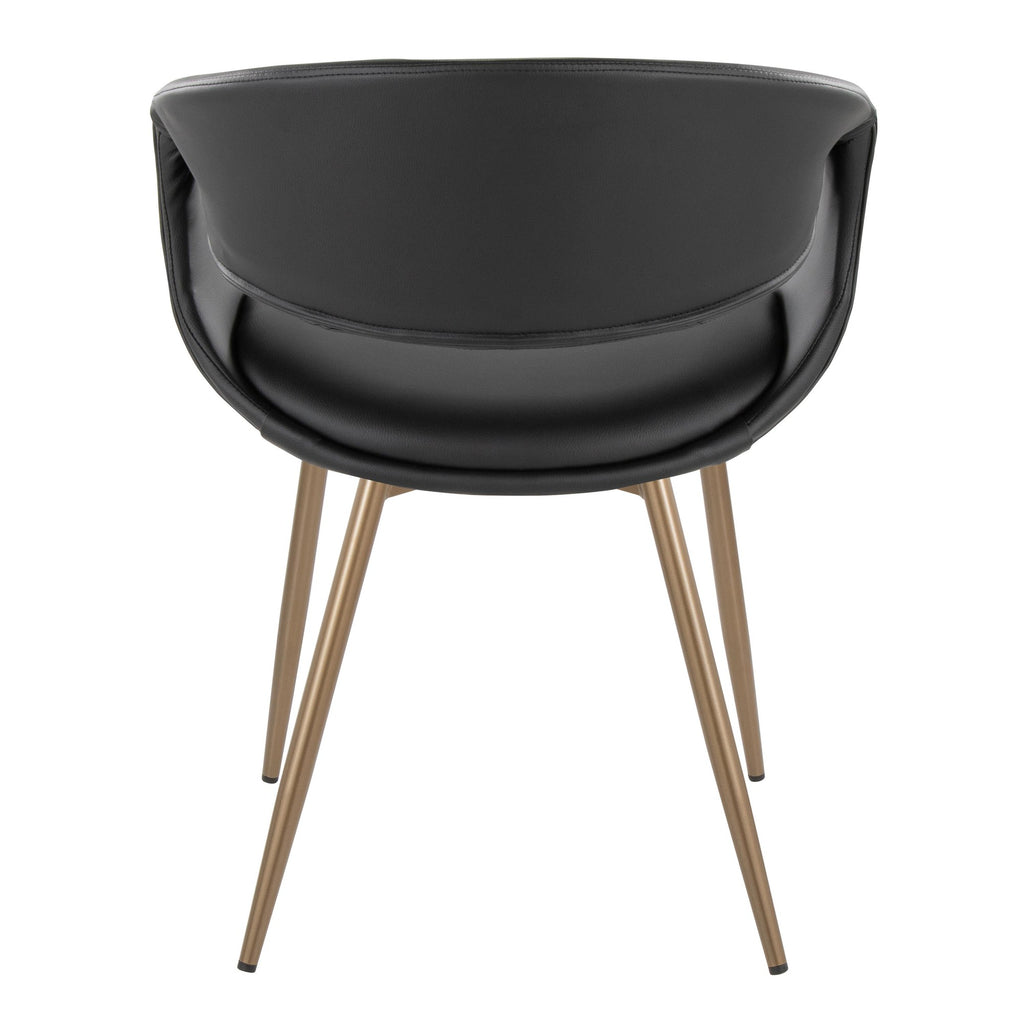 Curvo Upholstered Chair - Set of 2 - Antique Copper Metal, Black PU