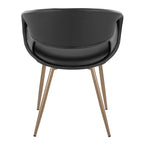 Curvo Upholstered Chair - Set of 2 - Antique Copper Metal, Black PU