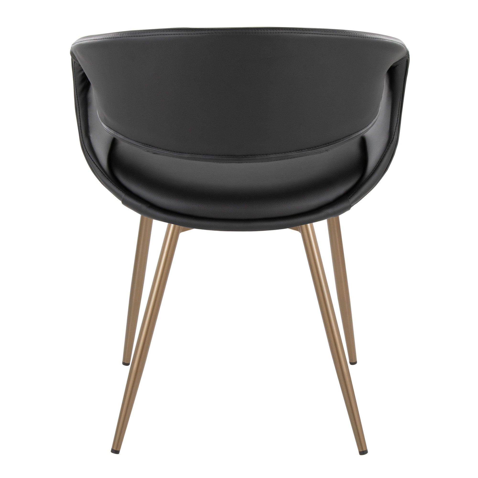Curvo Upholstered Chair - Set of 2 - Antique Copper Metal, Black PU