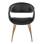 Curvo Upholstered Chair - Set of 2 - Antique Copper Metal, Black PU