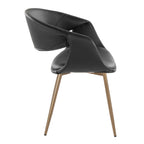 Curvo Upholstered Chair - Set of 2 - Antique Copper Metal, Black PU
