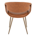 Curvo Upholstered Chair - Set of 2 - Antique Copper Metal, Camel PU