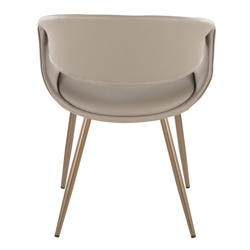 Curvo Upholstered Chair - Set of 2 - Antique Copper Metal, Light Grey PU