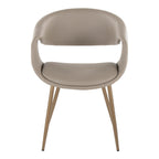 Curvo Upholstered Chair - Set of 2 - Antique Copper Metal, Light Grey PU