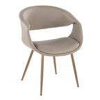 Curvo Upholstered Chair - Set of 2 - Antique Copper Metal, Light Grey PU