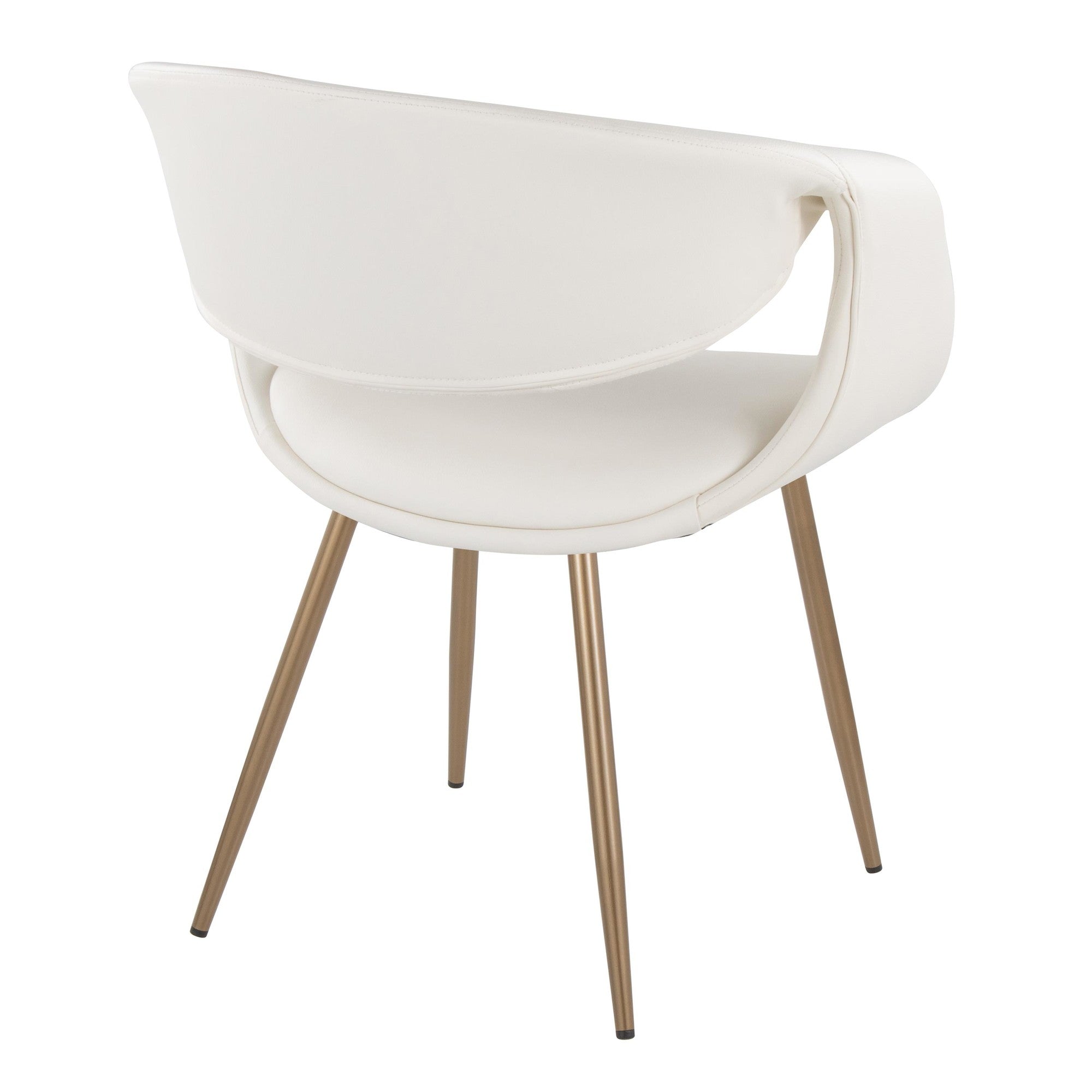 Curvo Upholstered Chair - Set of 2 - Antique Copper Metal, White PU
