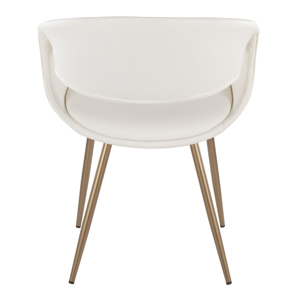 Curvo Upholstered Chair - Set of 2 - Antique Copper Metal, White PU