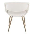 Curvo Upholstered Chair - Set of 2 - Antique Copper Metal, White PU