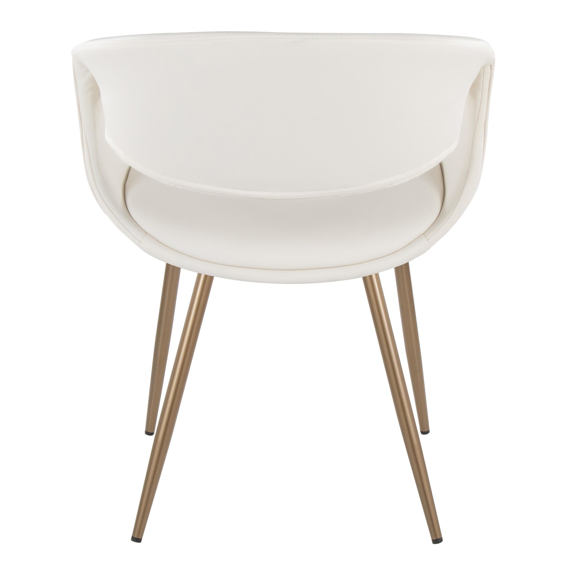 Curvo Upholstered Chair - Set of 2 - Antique Copper Metal, White PU