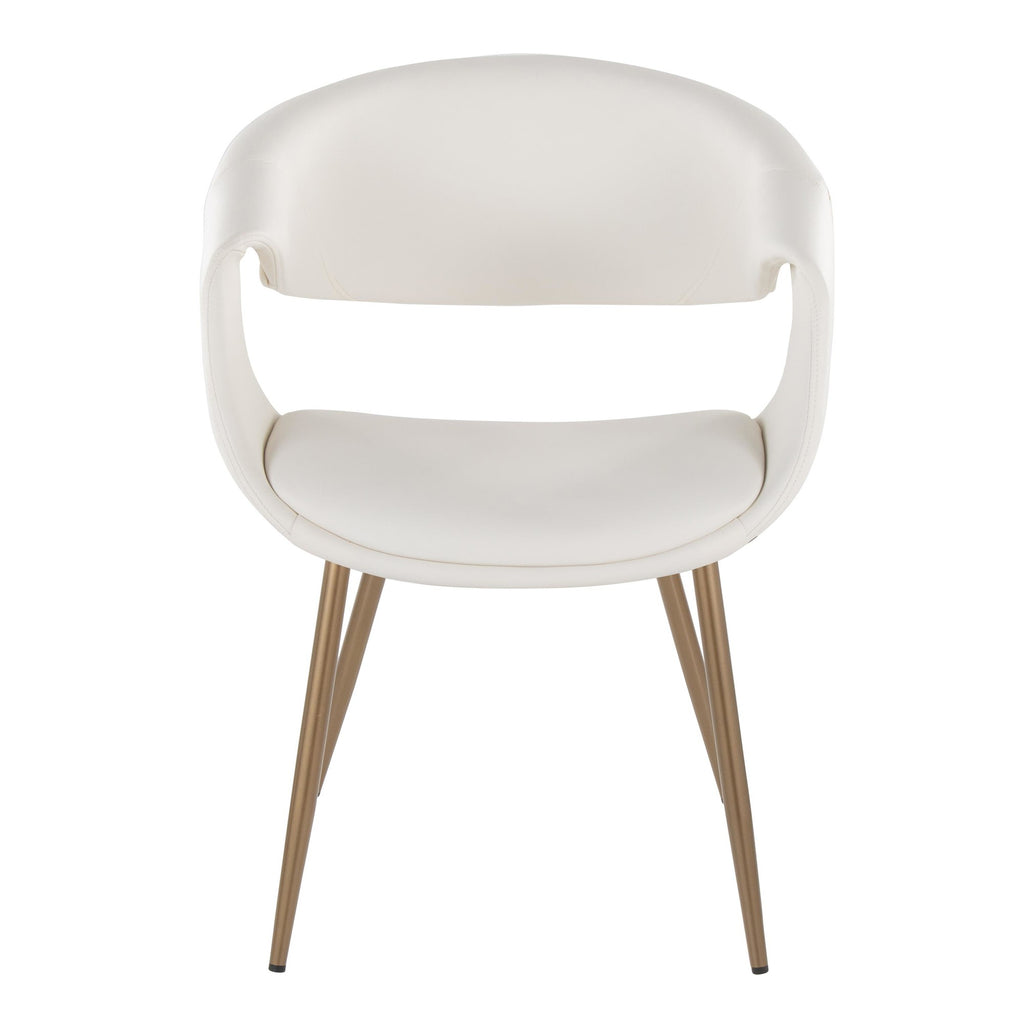Curvo Upholstered Chair - Set of 2 - Antique Copper Metal, White PU