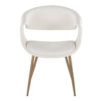 Curvo Upholstered Chair - Set of 2 - Antique Copper Metal, White PU