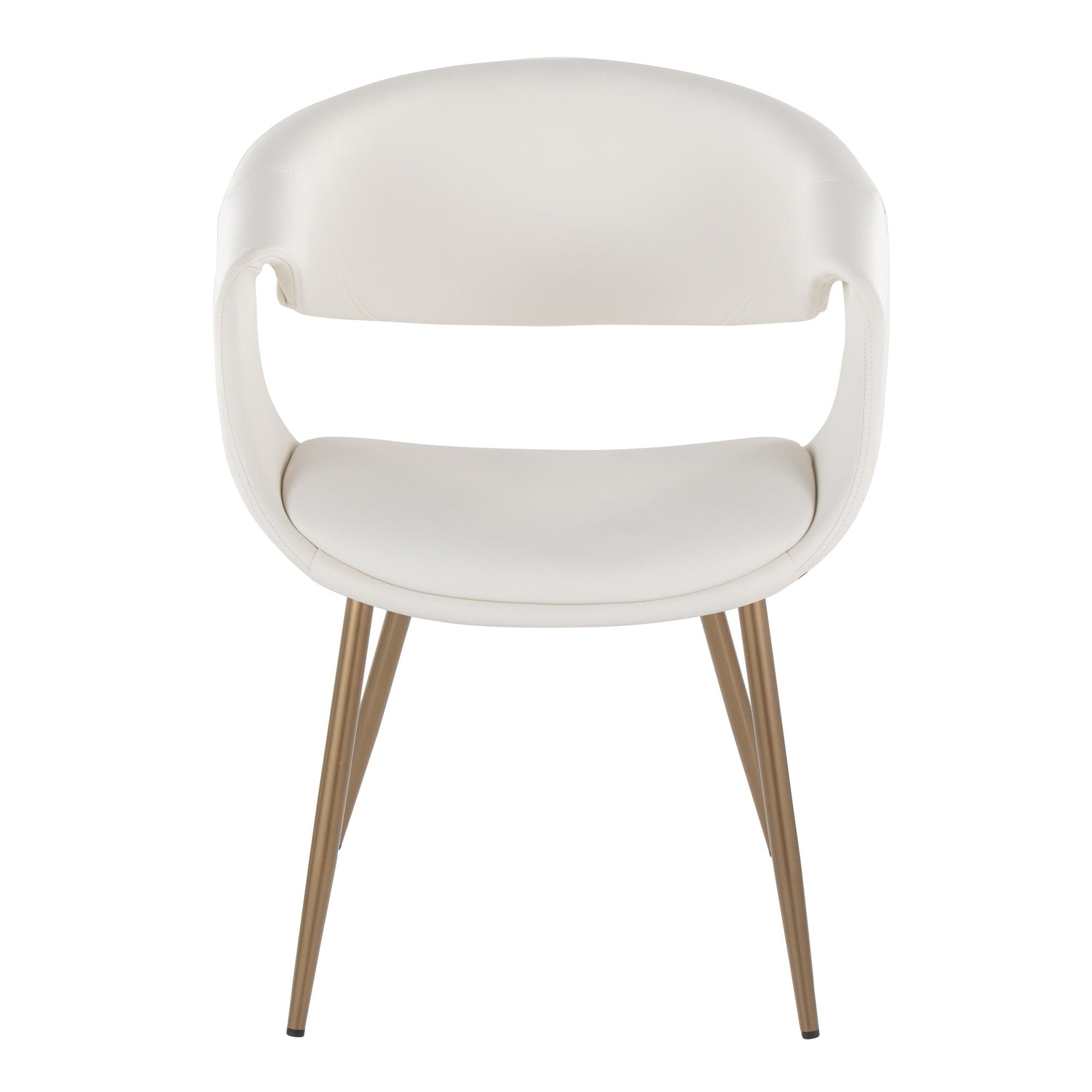 Curvo Upholstered Chair - Set of 2 - Antique Copper Metal, White PU