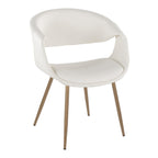 Curvo Upholstered Chair - Set of 2 - Antique Copper Metal, White PU