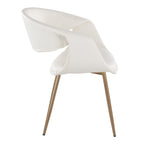 Curvo Upholstered Chair - Set of 2 - Antique Copper Metal, White PU
