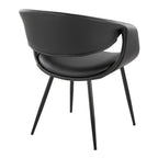 Curvo Upholstered Chair - Set of 2 - Black Metal, Black PU