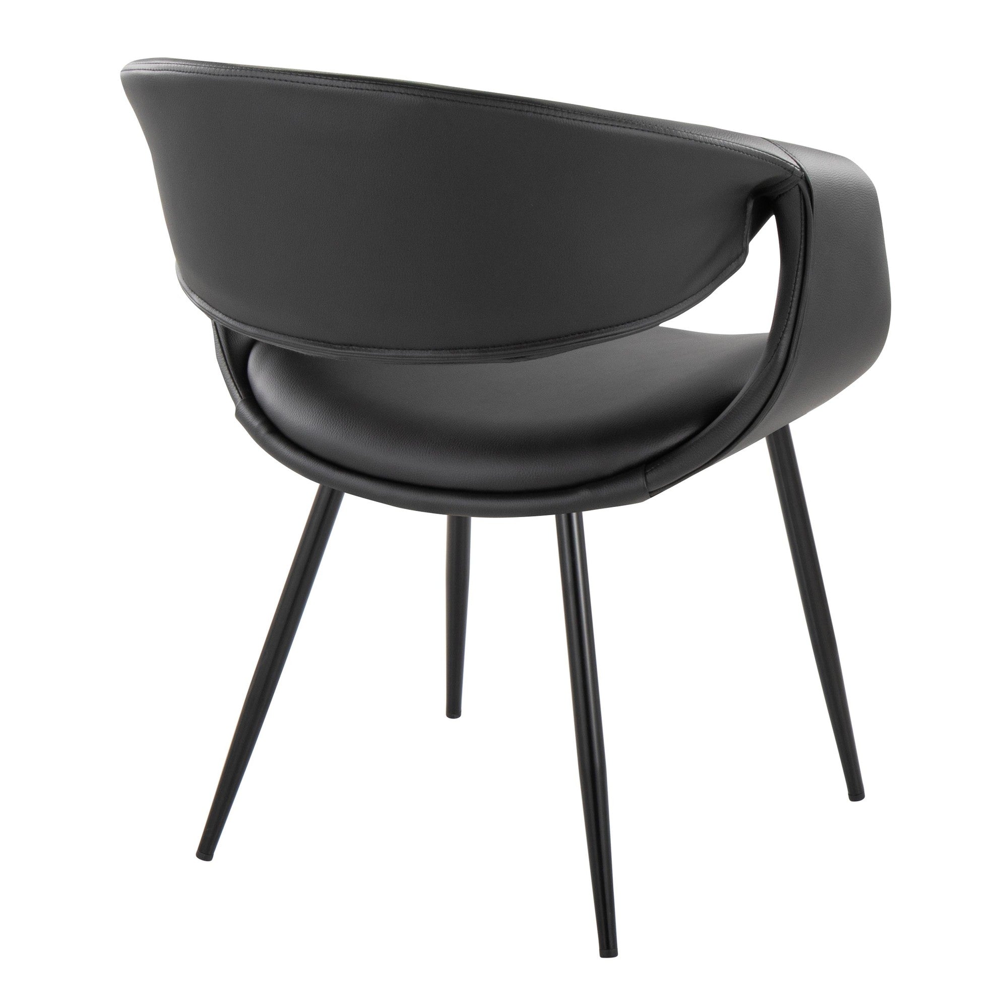 Curvo Upholstered Chair - Set of 2 - Black Metal, Black PU